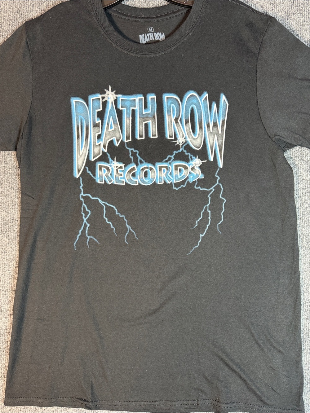 Death Row Records Men's Medium Lightning Logo Graphic T Shirt Black Hip Hop